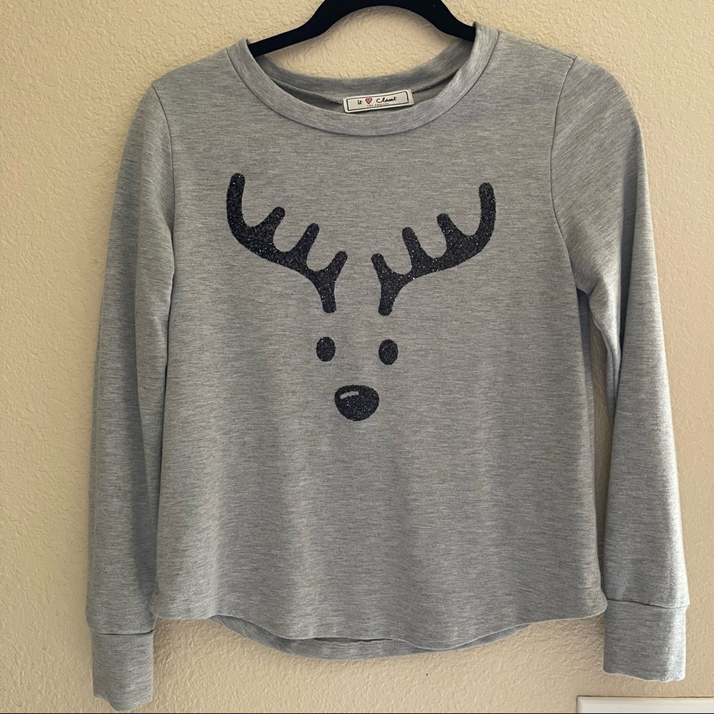 Glitter Reindeer Long Sleeve Top